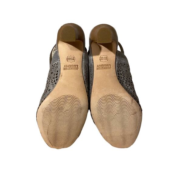 Johnston & Murphy Metallic Gray Caged Ankle Strap Open Toe Heels Women Sz 7 - Picture 4 of 9